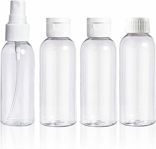 Travel Bottle Set Refillable Travel Bottles Clear Plastic Travel Liquid Containers Ideal For Shampoo Cosmetic Lotion Body Wash Makeup Shower Gel Hand Soap Travel Essentials Home Accessories 80ml (4pc)