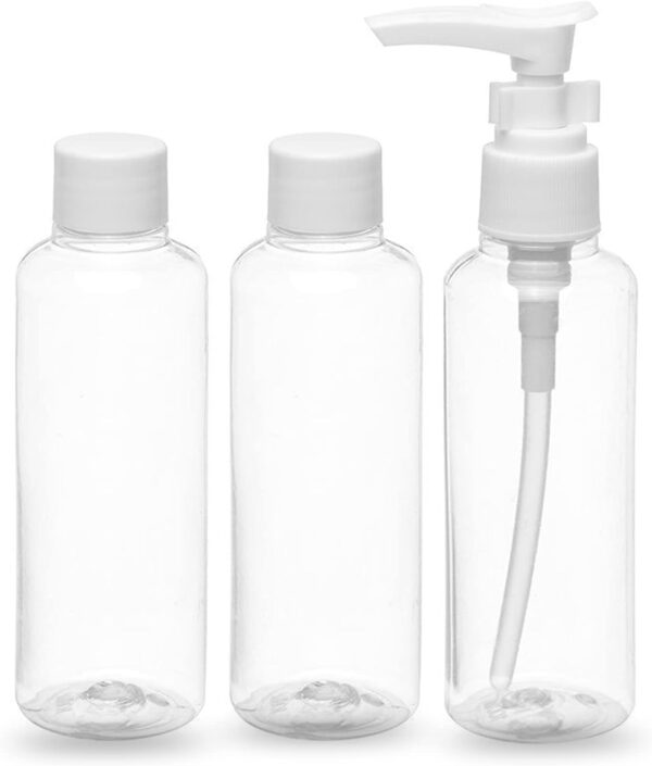 Travel Bottles Empty Clear Bottles Liquid Container Leak Proof Refillable Travel Containers Mini Toiletries Set Shower Bath Cosmetic Makeup Product For Shampoo Lotions Travelling Accessory (3pcs)