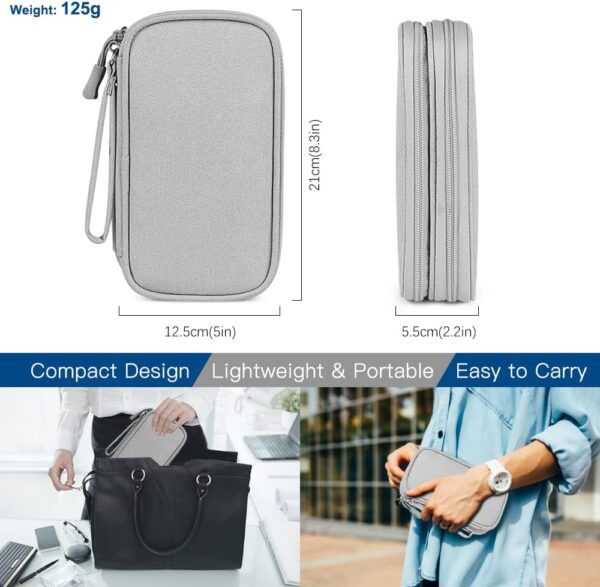 HCFGS Travel Cable Organiser Bag Portable Electronics Accessories Organizer 3 Layers Pouch Water-Resistant Carry Case All-in-One Gadget Storage Bag (Grey) - Image 4