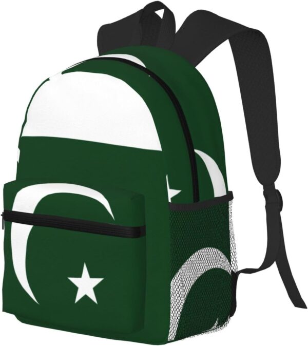 WURTON Flag Of Pakistan Print Backpacks Casual Work,Travel,Outdoor Activities Fashionable Bag Unisex Daypacks, Black, One Size - Image 2