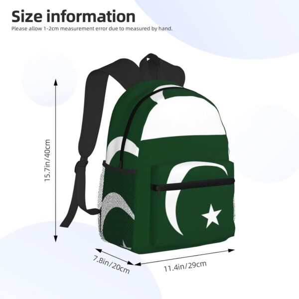 WURTON Flag Of Pakistan Print Backpacks Casual Work,Travel,Outdoor Activities Fashionable Bag Unisex Daypacks, Black, One Size - Image 4