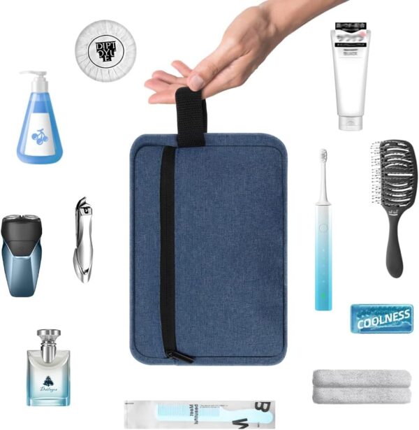 Toiletry Bag for Men, Portable Travel Wash Bag Waterproof Shaving Bag Toiletries Accessories Cosmetic Bag Make Up Bag, Gym Shower Bathroom Makeup Bag with Handle (Blue) - Image 5