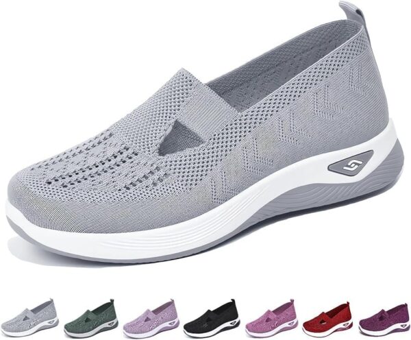 Women's Slip-On Walking Shoes Mesh Breathable Lightweight Casual Sneakers for Work Running Shoes Orthopedic Shoes for Women UK Summer Sport Outdoor Shoes Ladies Easy Walk Pro Wide Fit Trainers Size 6