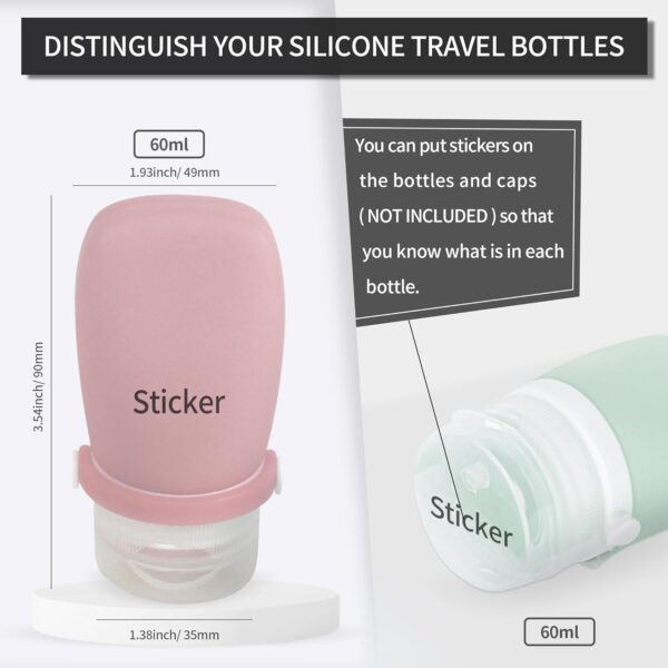 Elbourn Silicone Travel Bottle 4PCS 60ml Silicone Squeezy Leak Proof Travel Bottles, Mini Travel Accessories for Toiletries, Shampoo, Conditioner (Pink, Green, Black, White-60ml) - Image 4