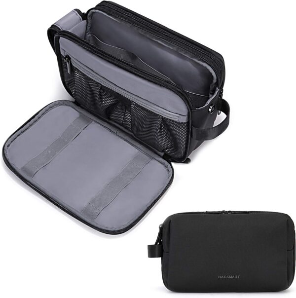 Toiletry Bag for Men, BAGSMART Travel Toiletry Organizer Dopp Kit Water-resistant Shaving Bag for Toiletries Accessories, Black