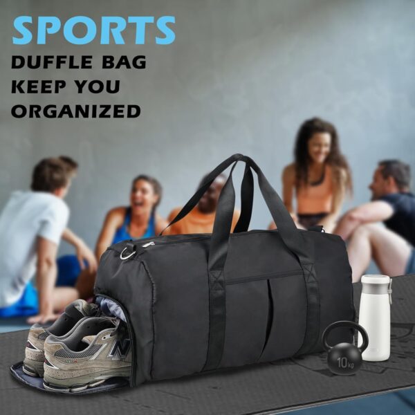 DAYGOS Gym Sports Duffle Bag - Waterproof Travel Duffel Bag with Wet Pocket and Shoes Compartment, 40L Carry on Bag Holdall Bag for Sport Travel Training Hospital(Black) - Image 8