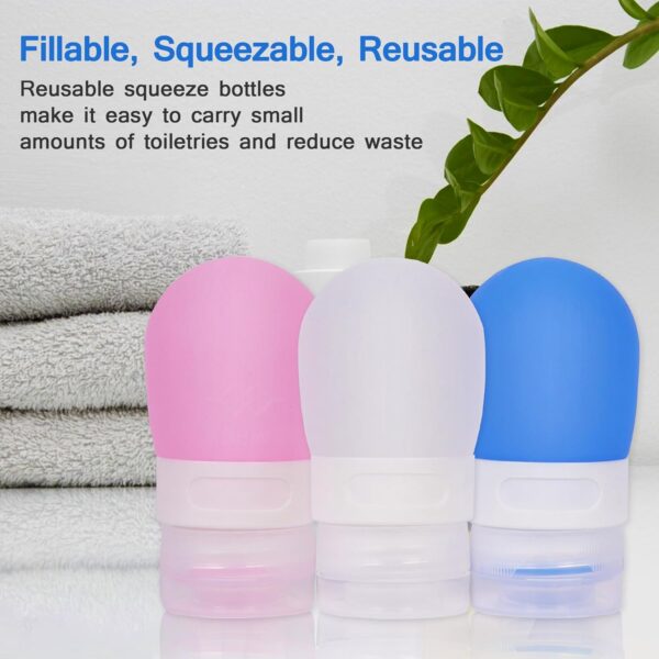 Niuoppy Travel Bottles for Toiletries, 38ML Refillable Squeezable Containers Mini Silicone Squeeze Bottles, Empty Bottles for Toiletries, Shampoo Conditioner Lotion toothpaste (Style 3) - Image 3