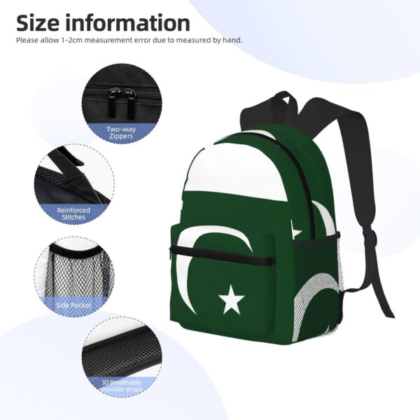 WURTON Flag Of Pakistan Print Backpacks Casual Work,Travel,Outdoor Activities Fashionable Bag Unisex Daypacks, Black, One Size - Image 5