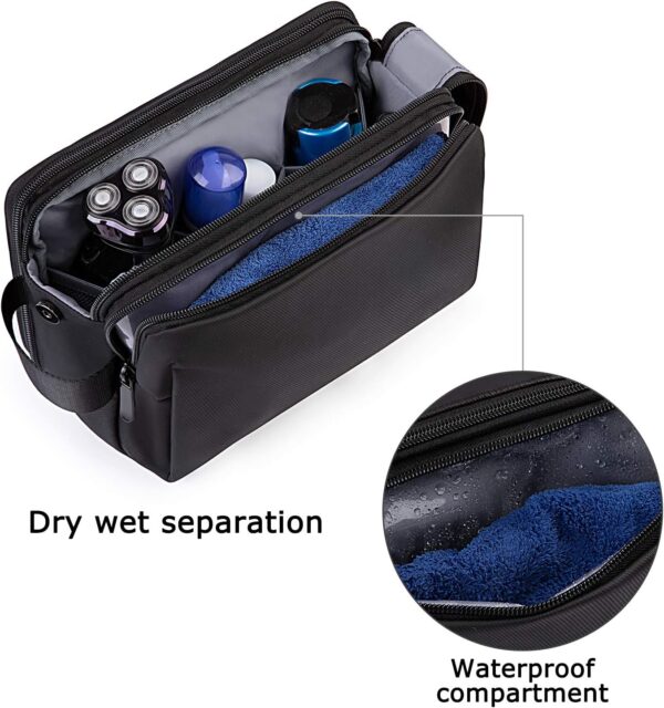 Toiletry Bag for Men, BAGSMART Travel Toiletry Organizer Dopp Kit Water-resistant Shaving Bag for Toiletries Accessories, Black - Image 3